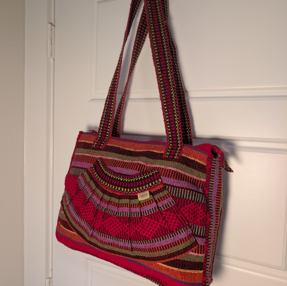 Artesanias Pinzon Woven Tote Bag Archival Artisanal Mexican Folk Art Boho 14x12"